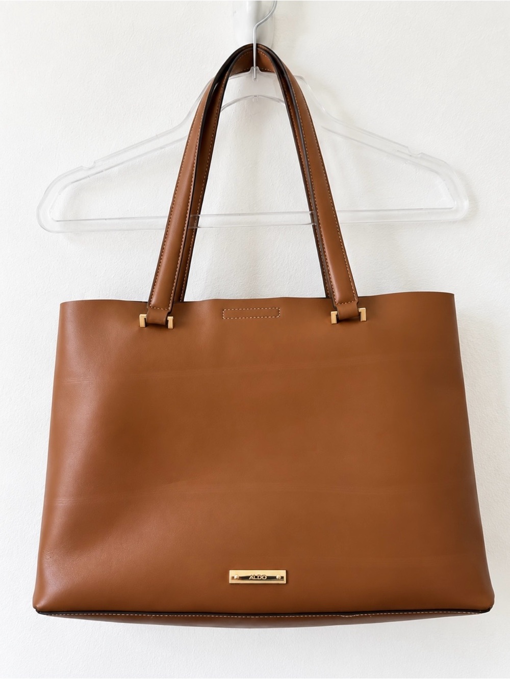 ALDO Cognac Brown Large Tote Bag Gold Hardware